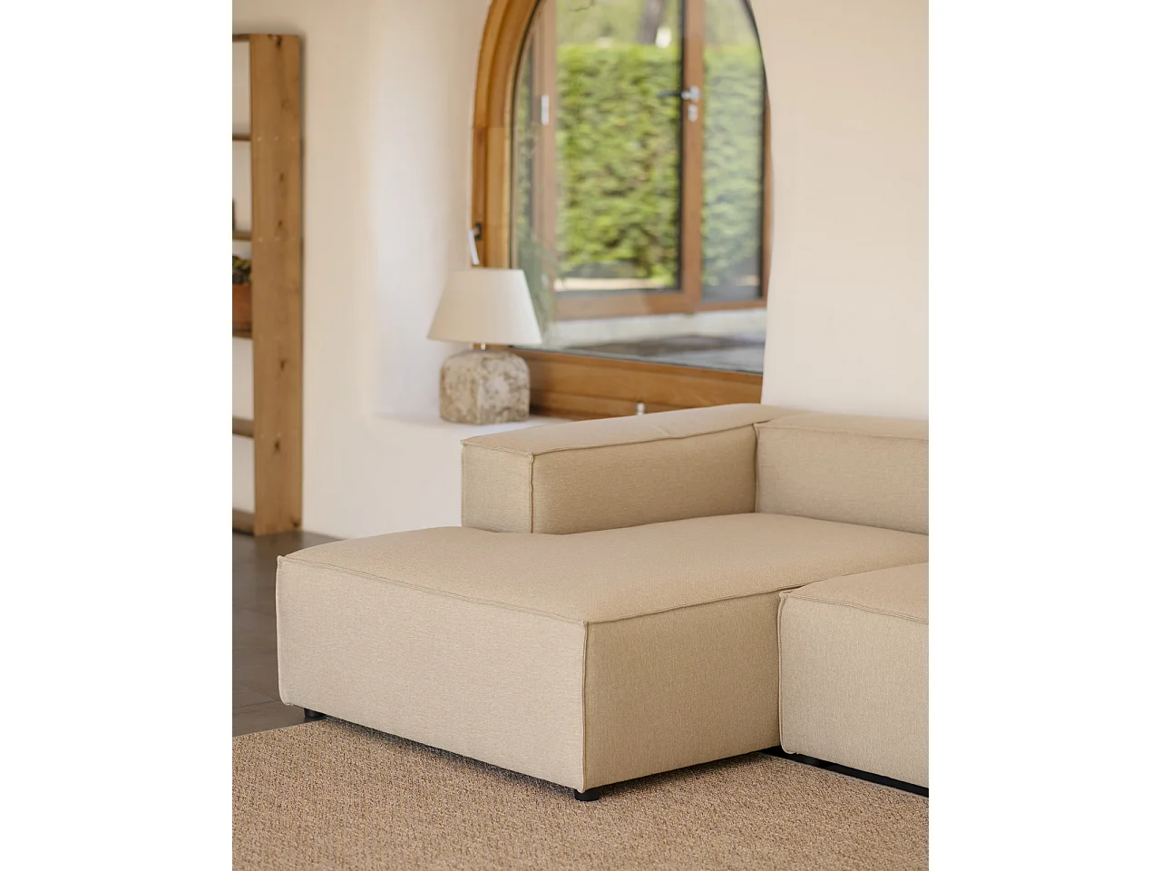 Sofá 4/5 plazas y chaise longue izquierdo color beige 300x175cm - LOLA - DECOWOOD