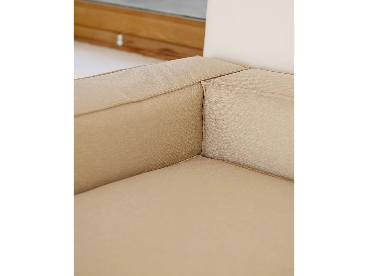 Sofá 4/5 plazas y chaise longue izquierdo color beige 300x175cm - LOLA - DECOWOOD