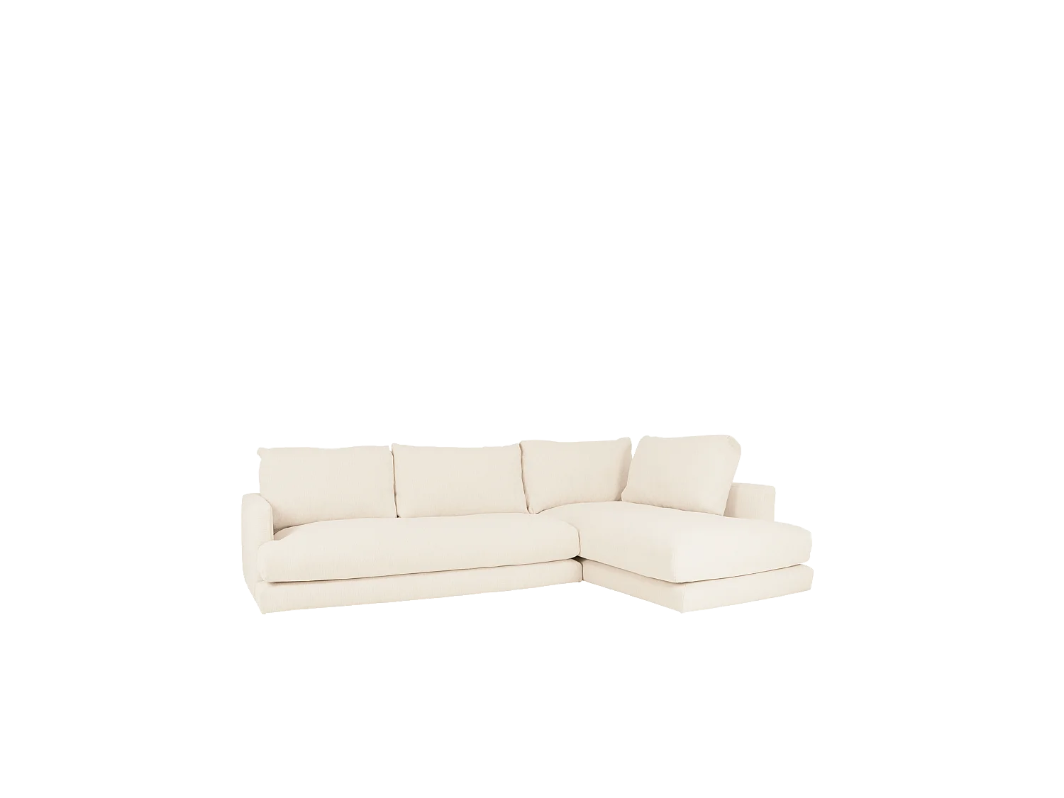 Sofá 3/4 plazas con chaise longue derecho tono blanco roto 275x190cm - LAIA - DECOWOOD
