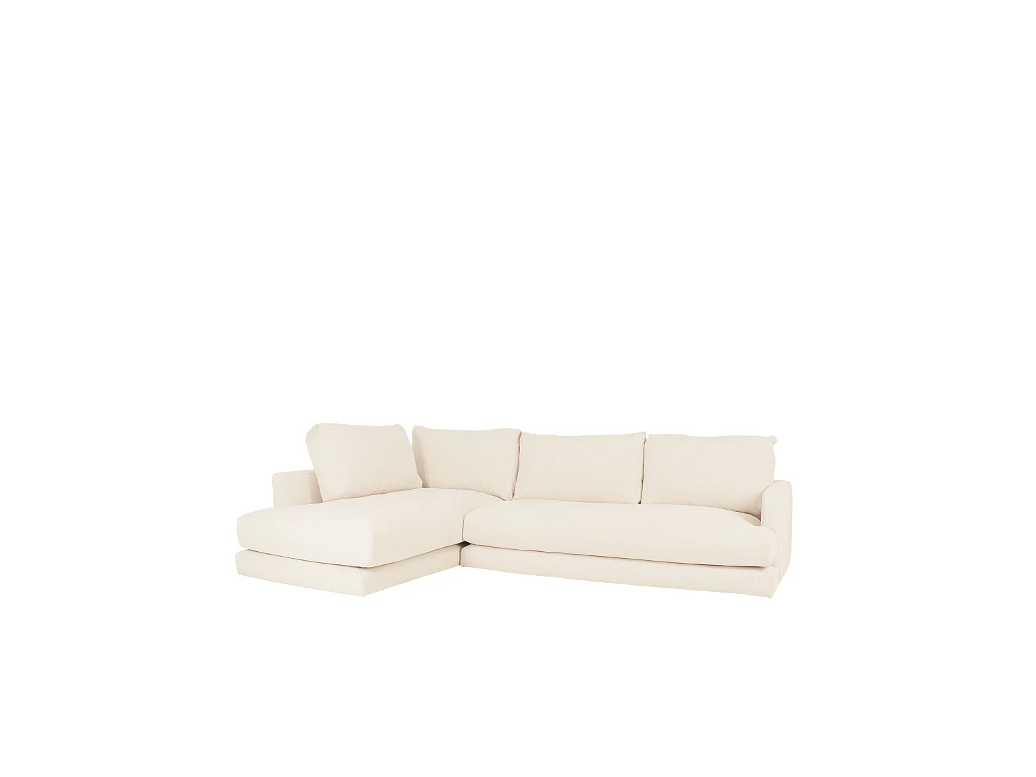 Sofá 4 plazas con chaise longue izquierdo tono blanco roto 325x212cm - LAIA - DECOWOOD