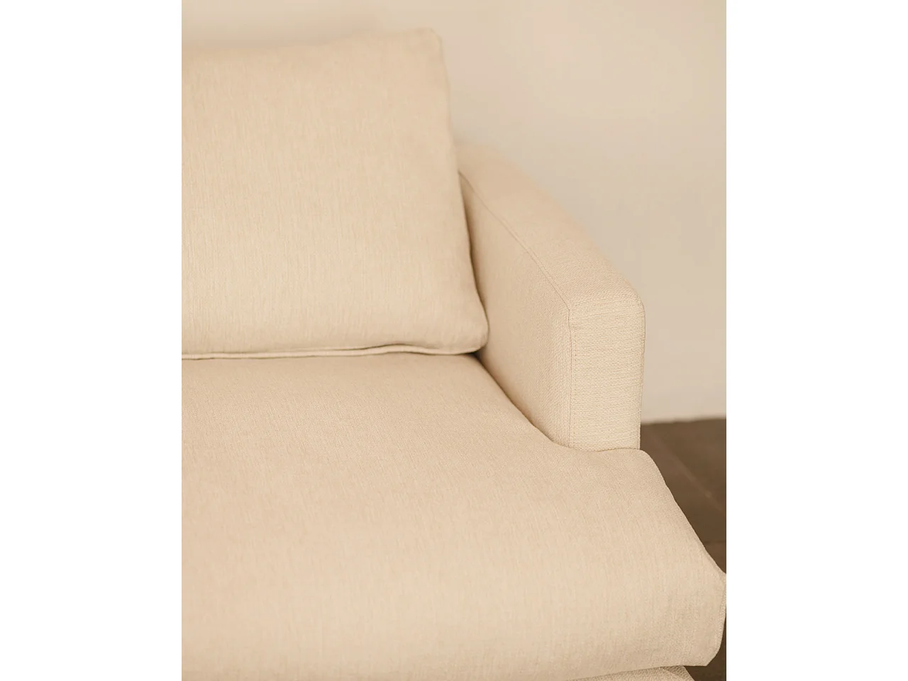 Sofá 4 plazas con chaise longue izquierdo tono blanco roto 325x212cm - LAIA - DECOWOOD