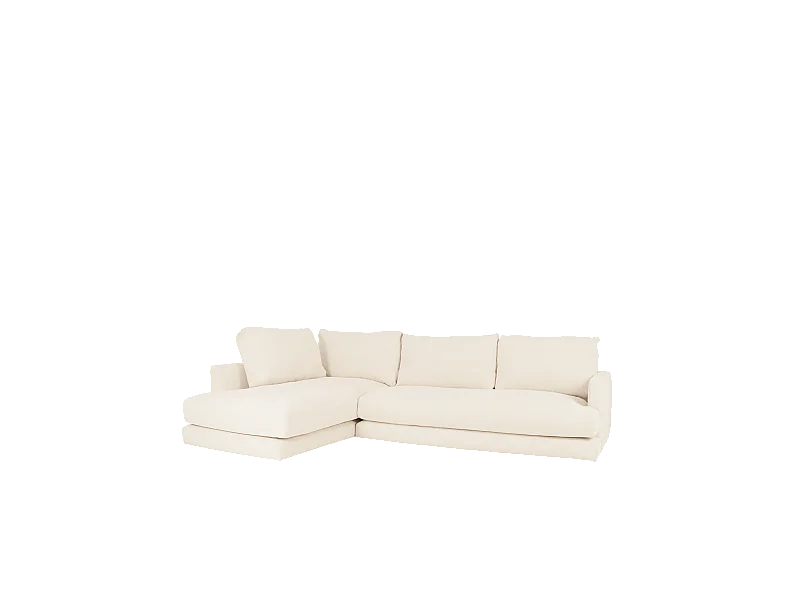 Sofá 4 plazas con chaise longue izquierdo tono blanco roto 325x212cm - LAIA - DECOWOOD