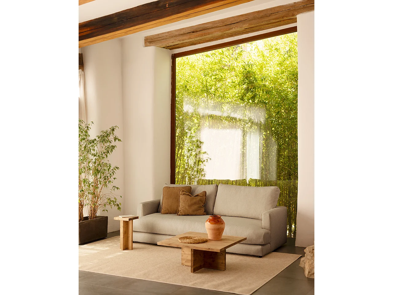 Canapé droit couleur gris clair 215cm