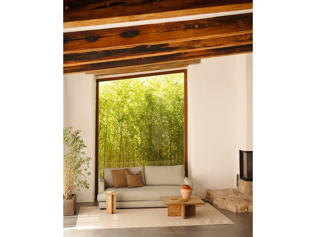 Sofá recto tono gris claro de 215x105cm - LAIA - DECOWOOD