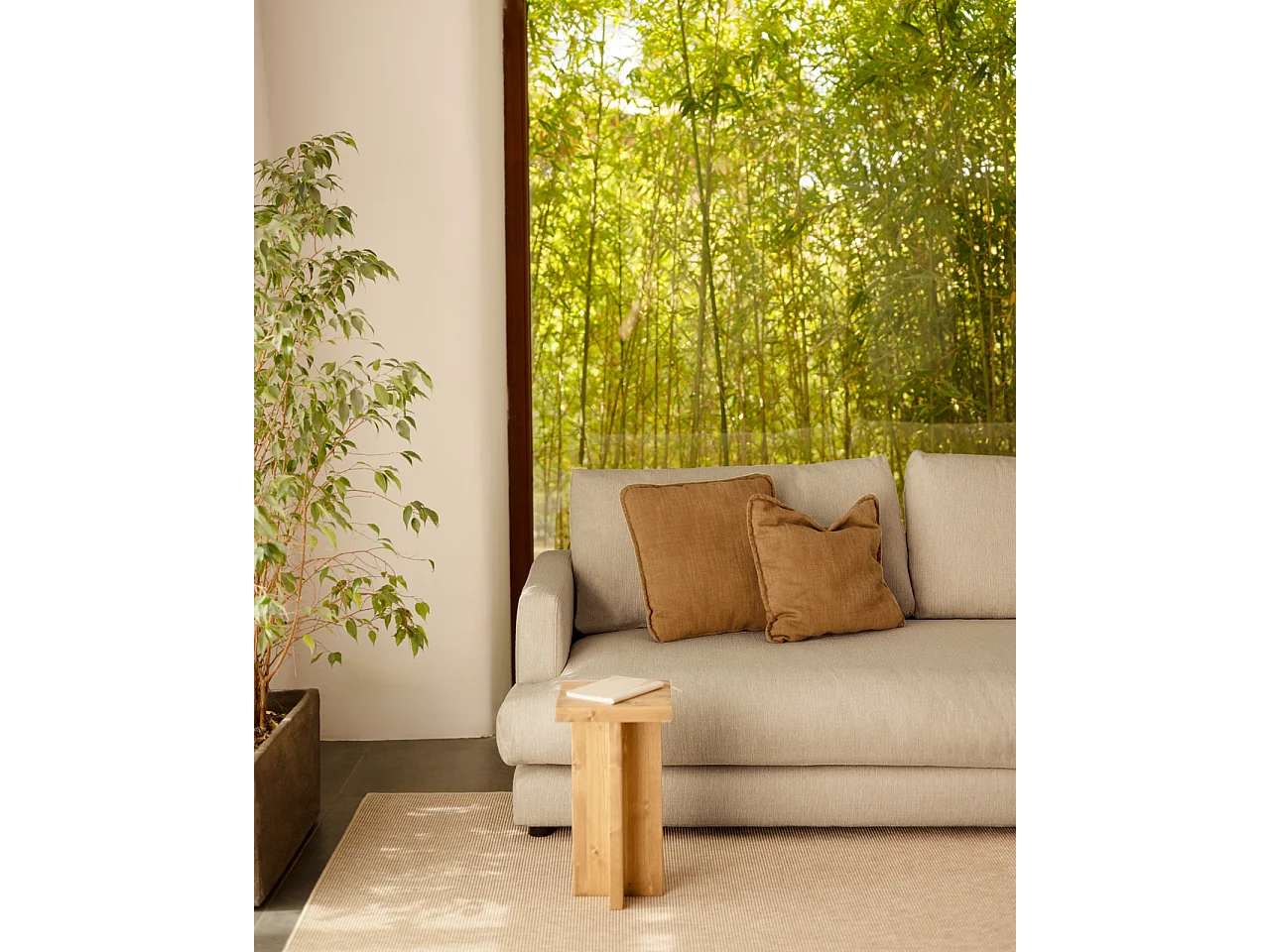 Sofá recto tono gris claro de 215x105cm - LAIA - DECOWOOD