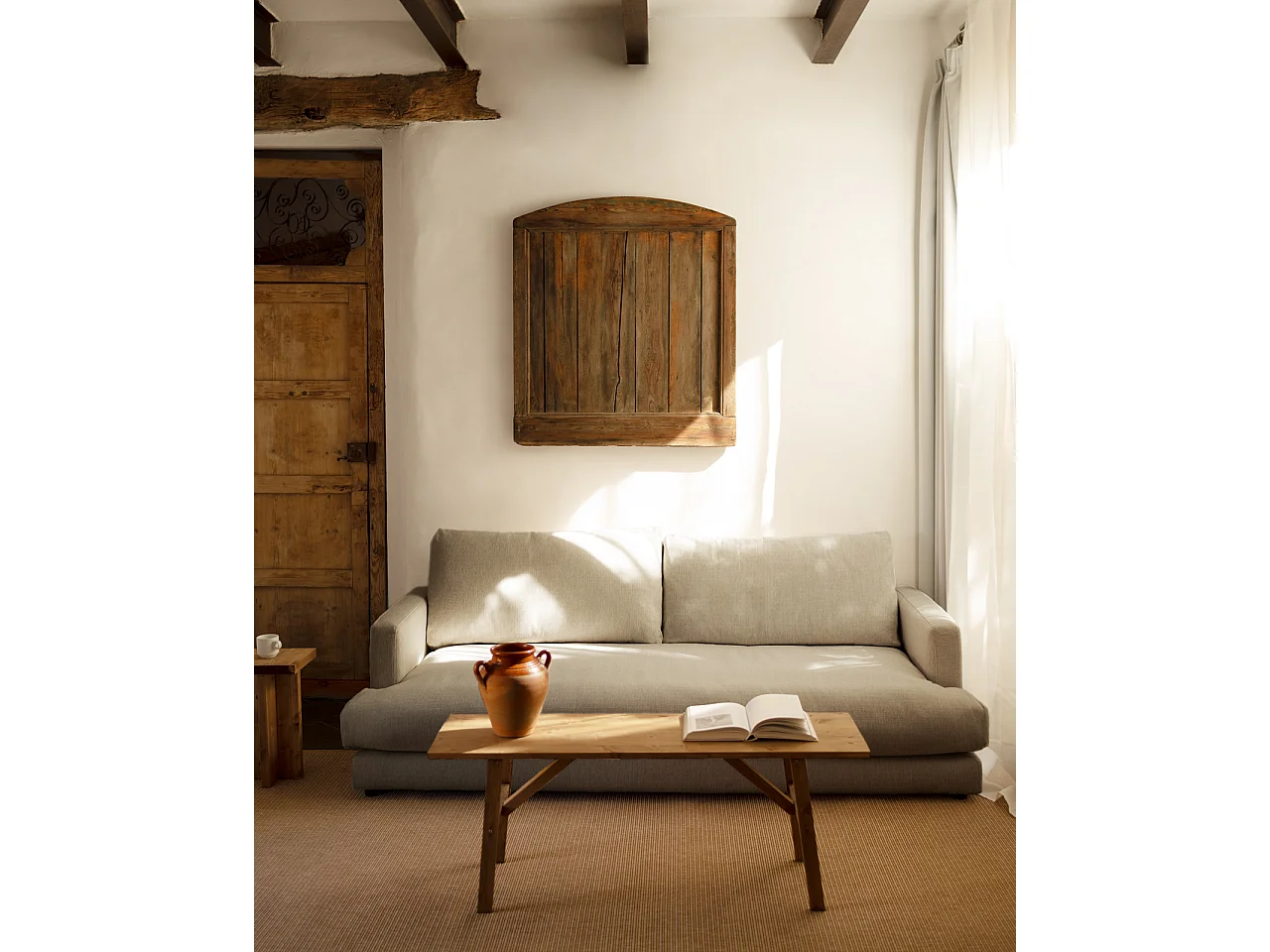 Sofá recto tono gris claro de 215x105cm - LAIA - DECOWOOD