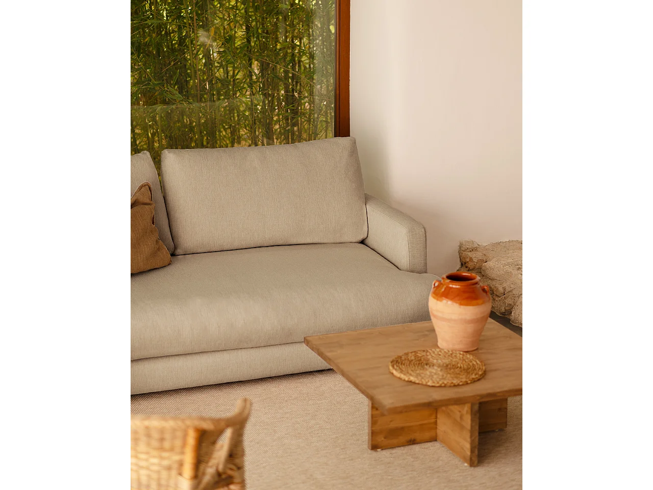 Sofá recto tono gris claro de 215x105cm - LAIA - DECOWOOD