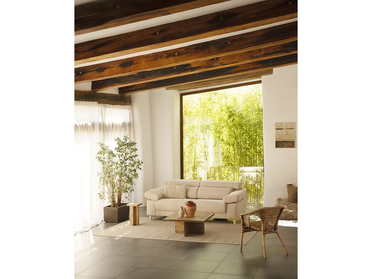 Canapé 3 places couleur beige 195cm