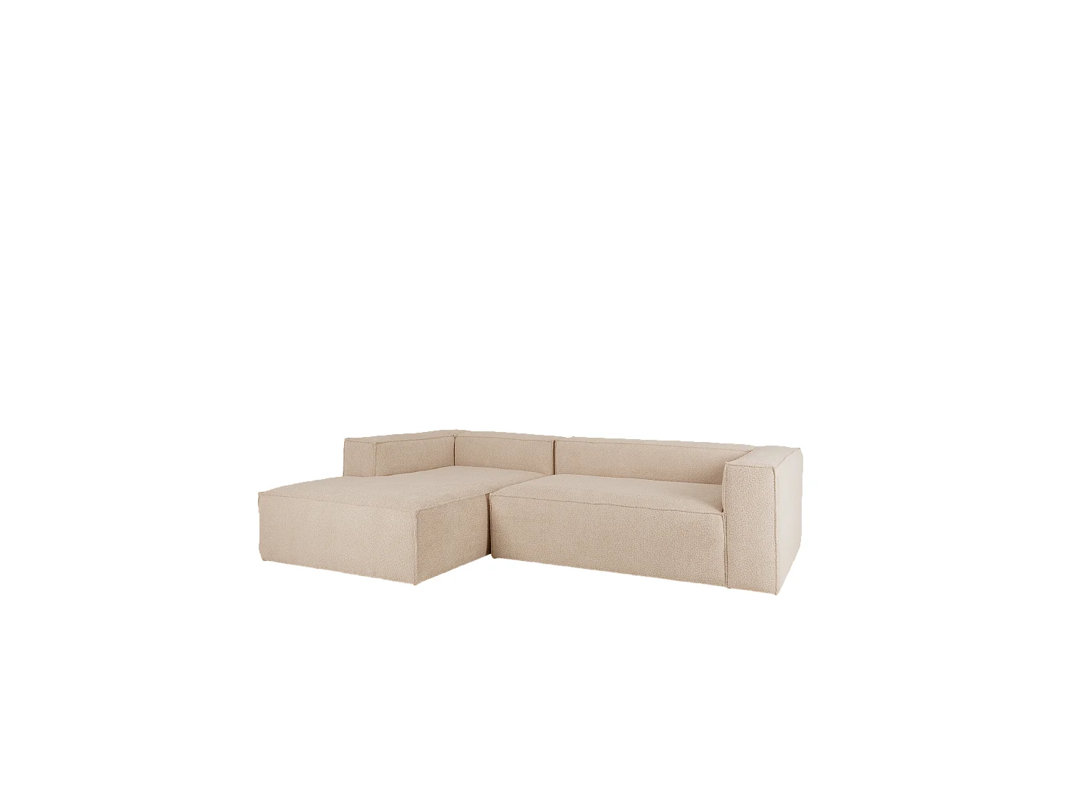 Canapé d'angle gauche 3/4 places en bouclé couleur beige 250x175cm