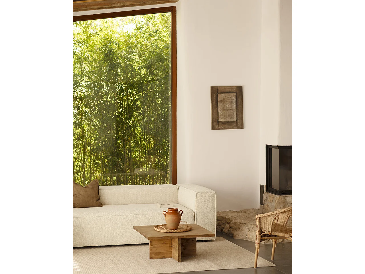 Sofá de 4 plazas de bouclé color blanco de 260x110cm - LOLA - DECOWOOD