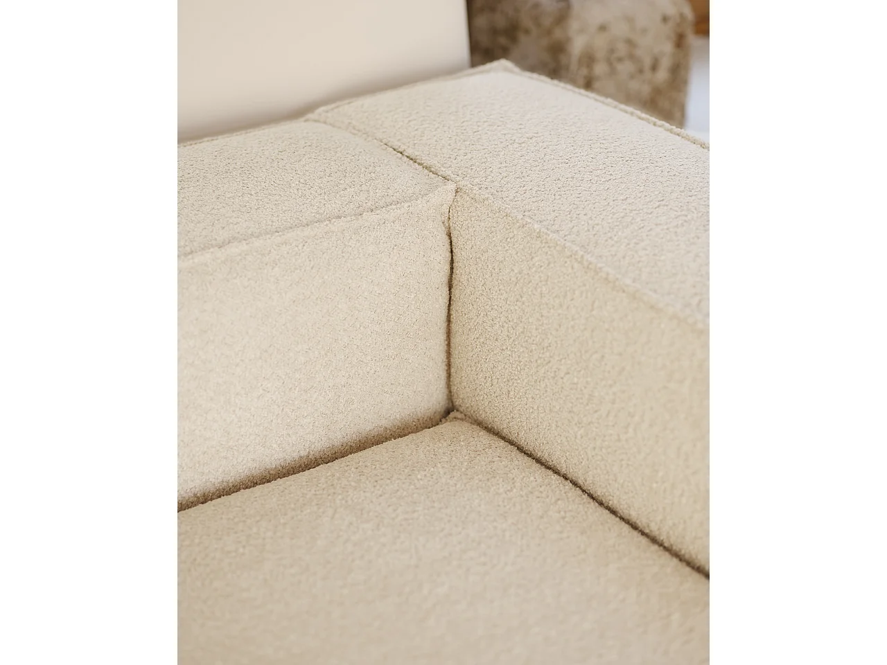 Sofá de 4 plazas de bouclé color blanco de 260x110cm - LOLA - DECOWOOD