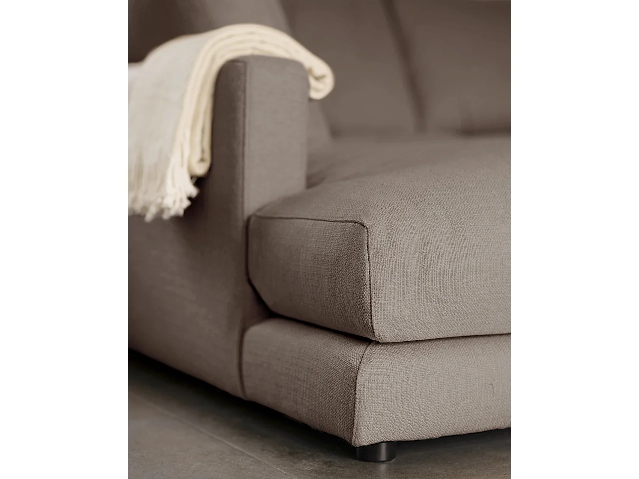 Sofá 3/4 plazas con chaise longue izquierdo tono gris oscuro 275x190cm - LAIA - DECOWOOD