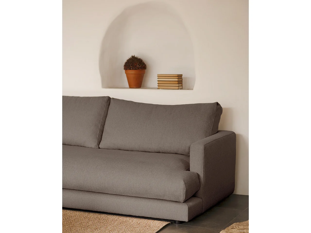 Divano 3/4 posti con chaise longue a sinistra grigio scuro 275cm
