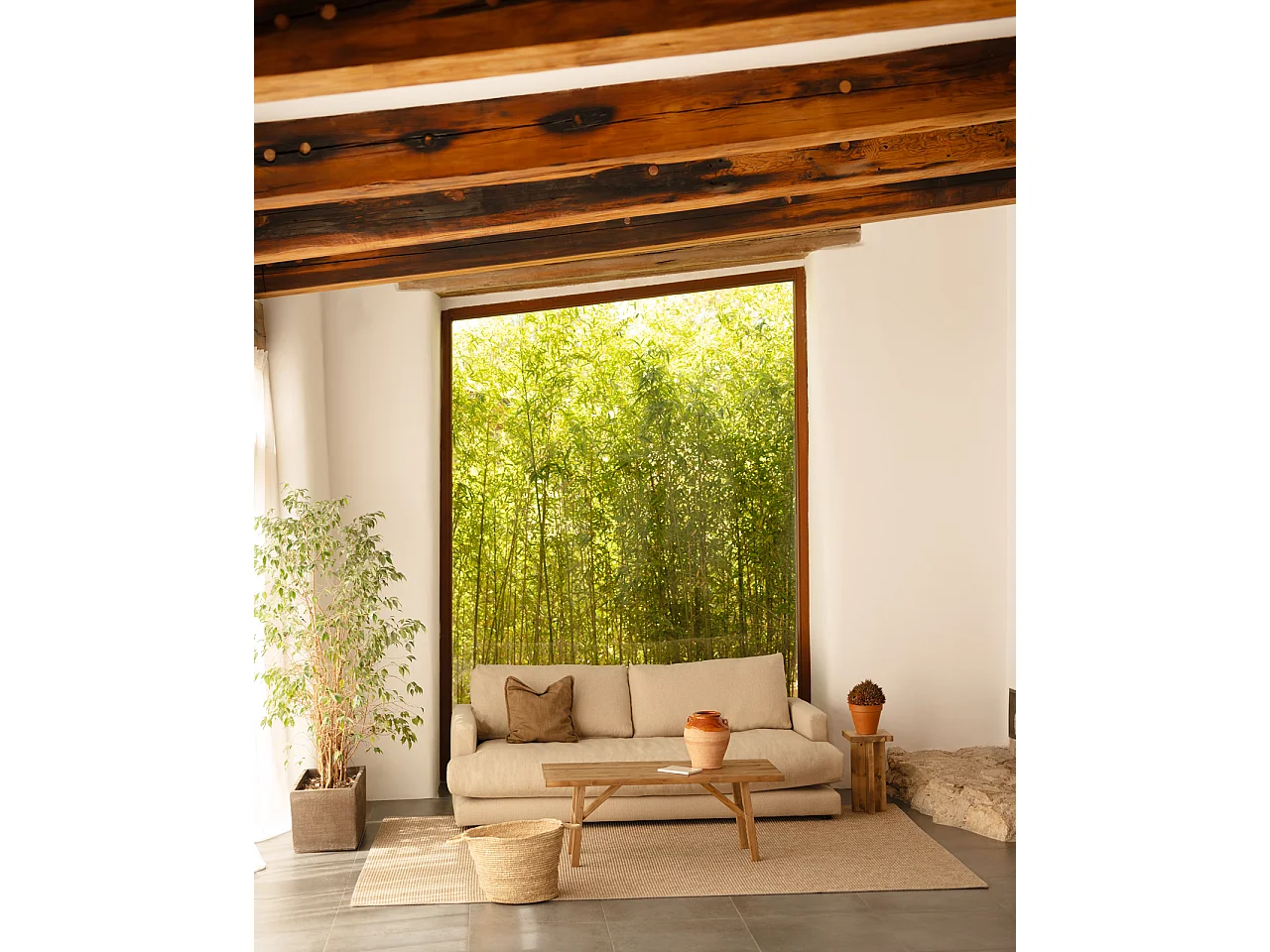 Canapé droit couleur beige de 215cm