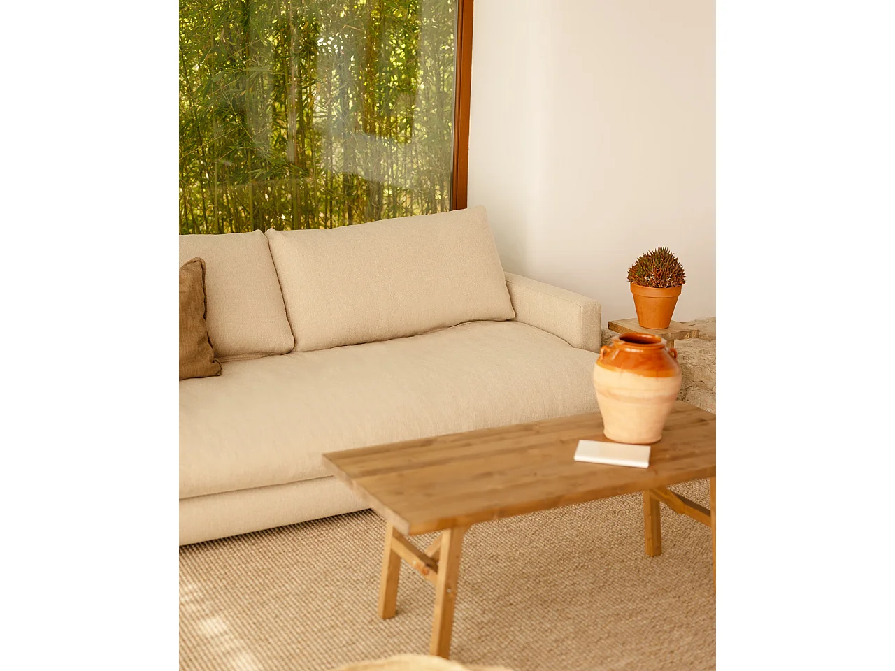 Canapé droit couleur beige de 215cm