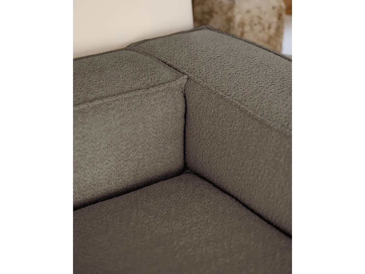 Sofá de 3/4 plazas de bouclé color gris oscuro de 210x110cm - LOLA - DECOWOOD