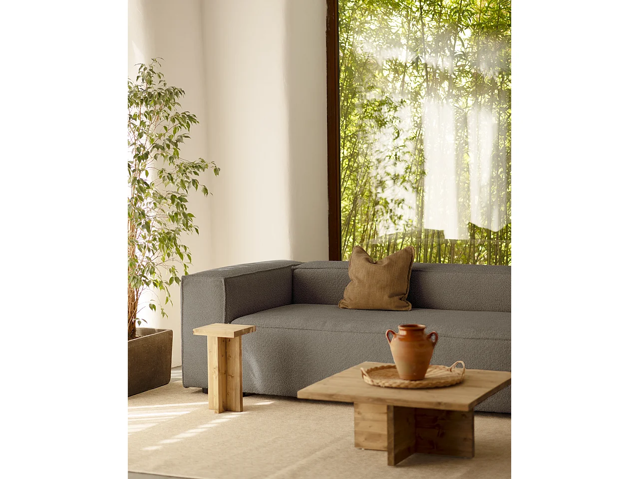 Divano 3/4 posti bouclé colore grigio scuro 210x110cm