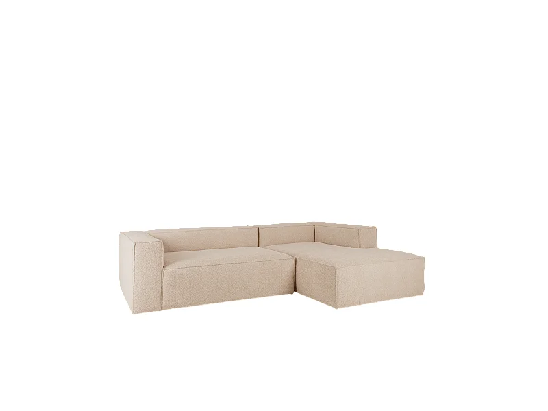 Sofá 4 plazas y chaise longue derecho color beige 250x175cm - LOLA - DECOWOOD
