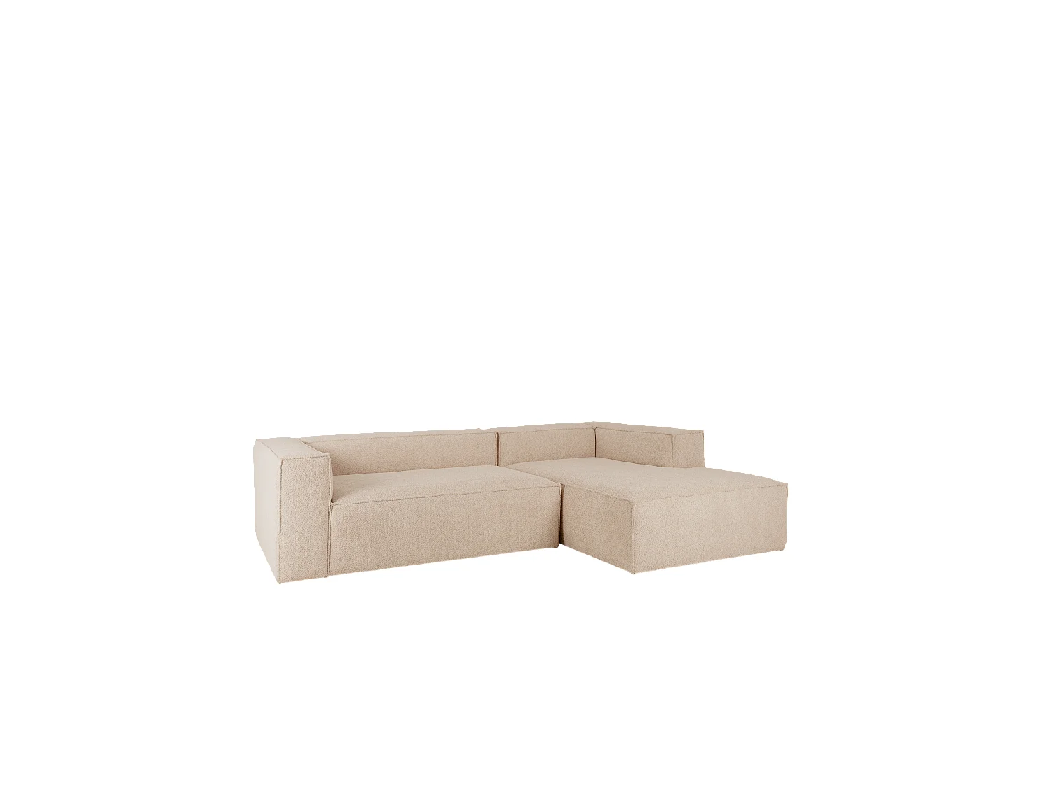 Canapé d'angle droit 3/4 places en bouclé couleur beige 250x175cm