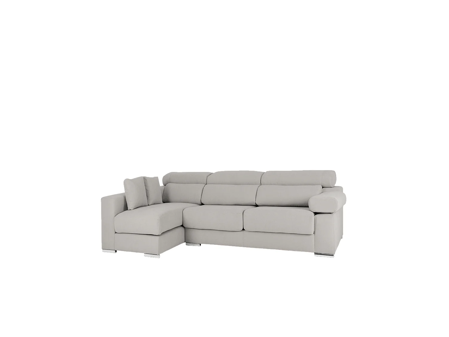 Sofá 4 plazas y chaise longue izquierdo color gris claro 278x168cm - SANDRA - DECOWOOD
