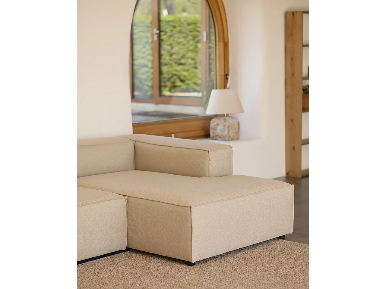 Canapé d'angle droit 3/4 places couleur beige 250x175cm