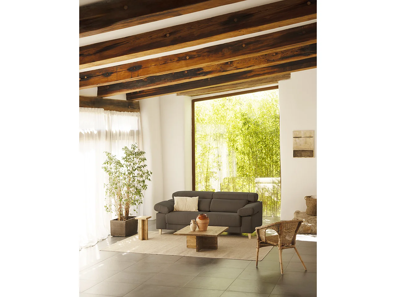 Canapé 3 places couleur gris foncé 195cm