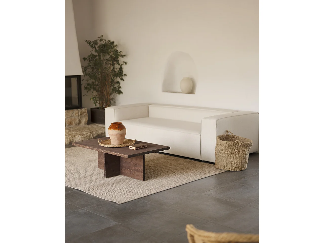 Divano 4 posti colore bianco crema 260x110cm