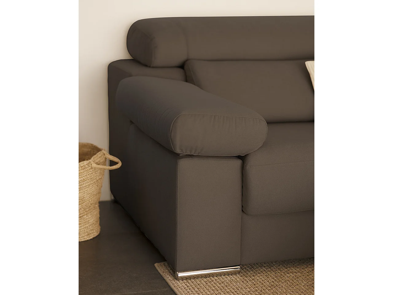 Canapé 4 places d'angle droit couleur gris foncé 278cm