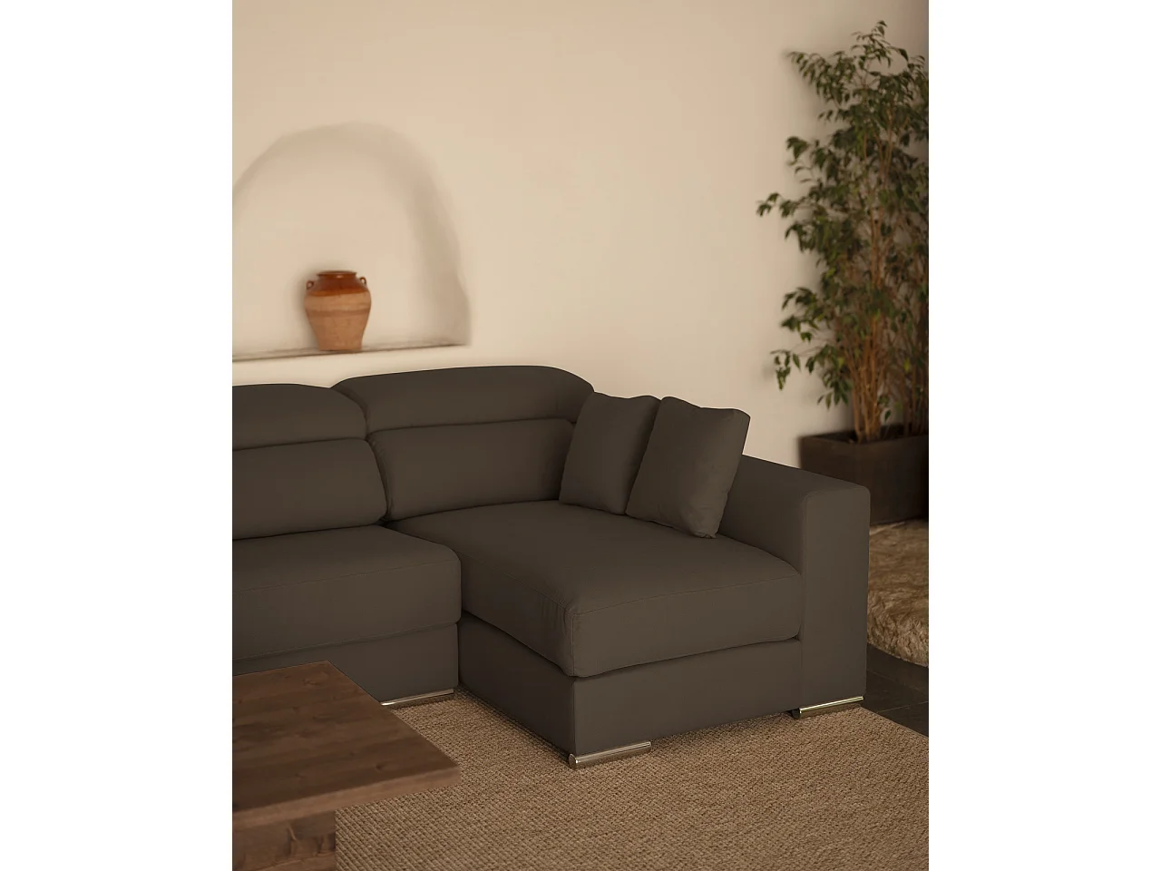 Divano 4 posti con CHL destra colore grigio scuro  278x168cm