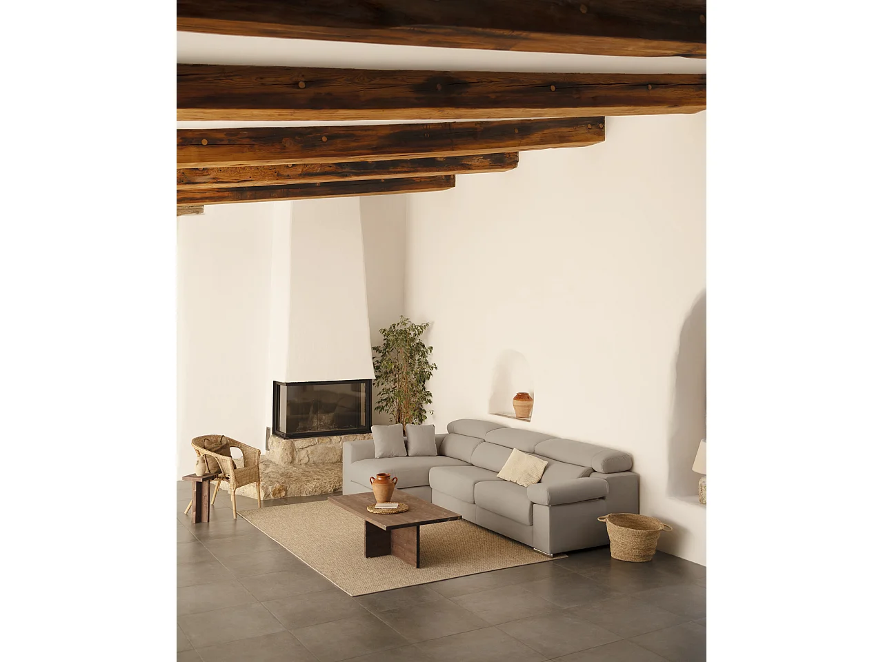 Divano 4/5 posti con CHL destra colore grigio chiaro 300x168cm
