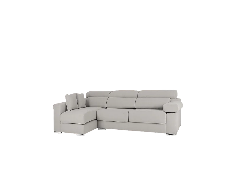 Sofá 4/5 plazas y chaise longue izquierdo color gris claro 300x168cm - SANDRA - DECOWOOD