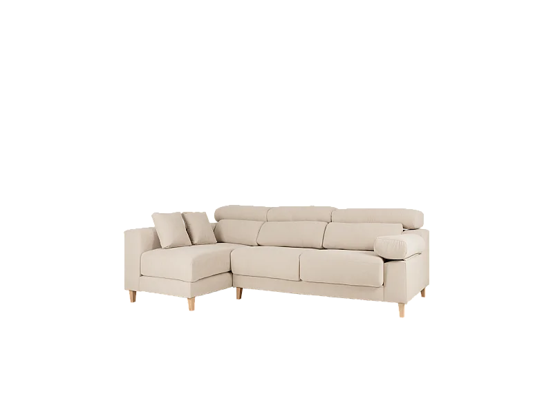 Divano 4 posti con chaise longue destra colore beige 278cm
