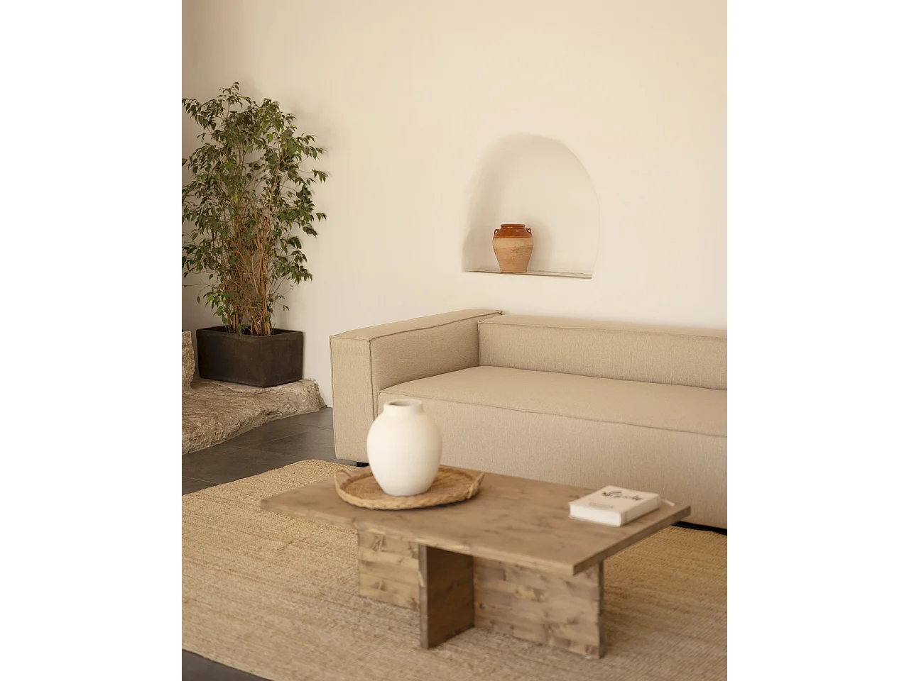 Canapé 3/4 places couleur beige 210x110cm