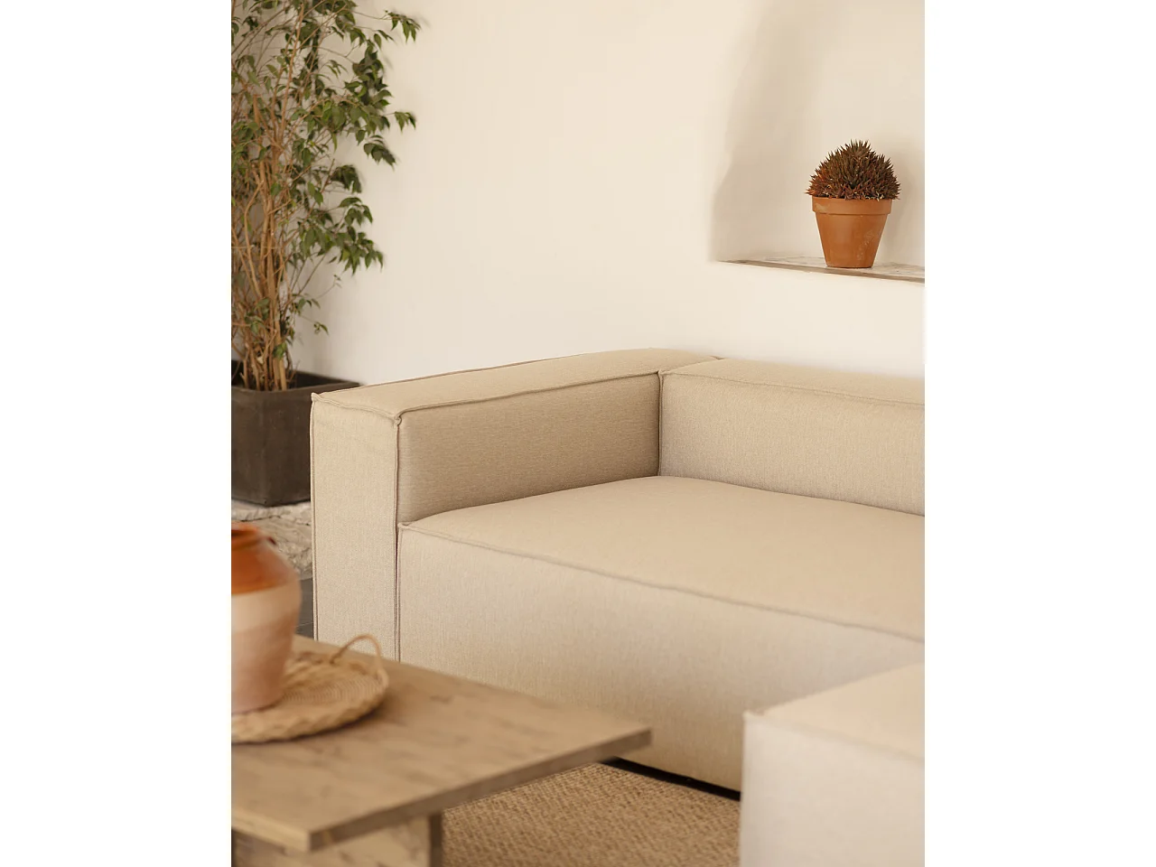 Divano 4/5 posti con chaise longue destra colore beige 300x175cm