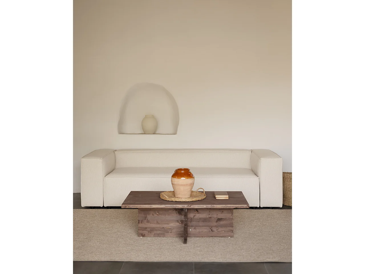 Sofá de 3/4 plazas color blanco roto de 210x110cm - LOLA - DECOWOOD