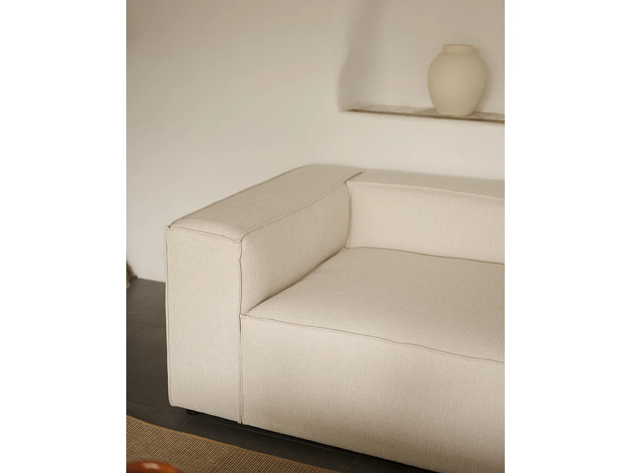 Sofá de 3/4 plazas color blanco roto de 210x110cm - LOLA - DECOWOOD