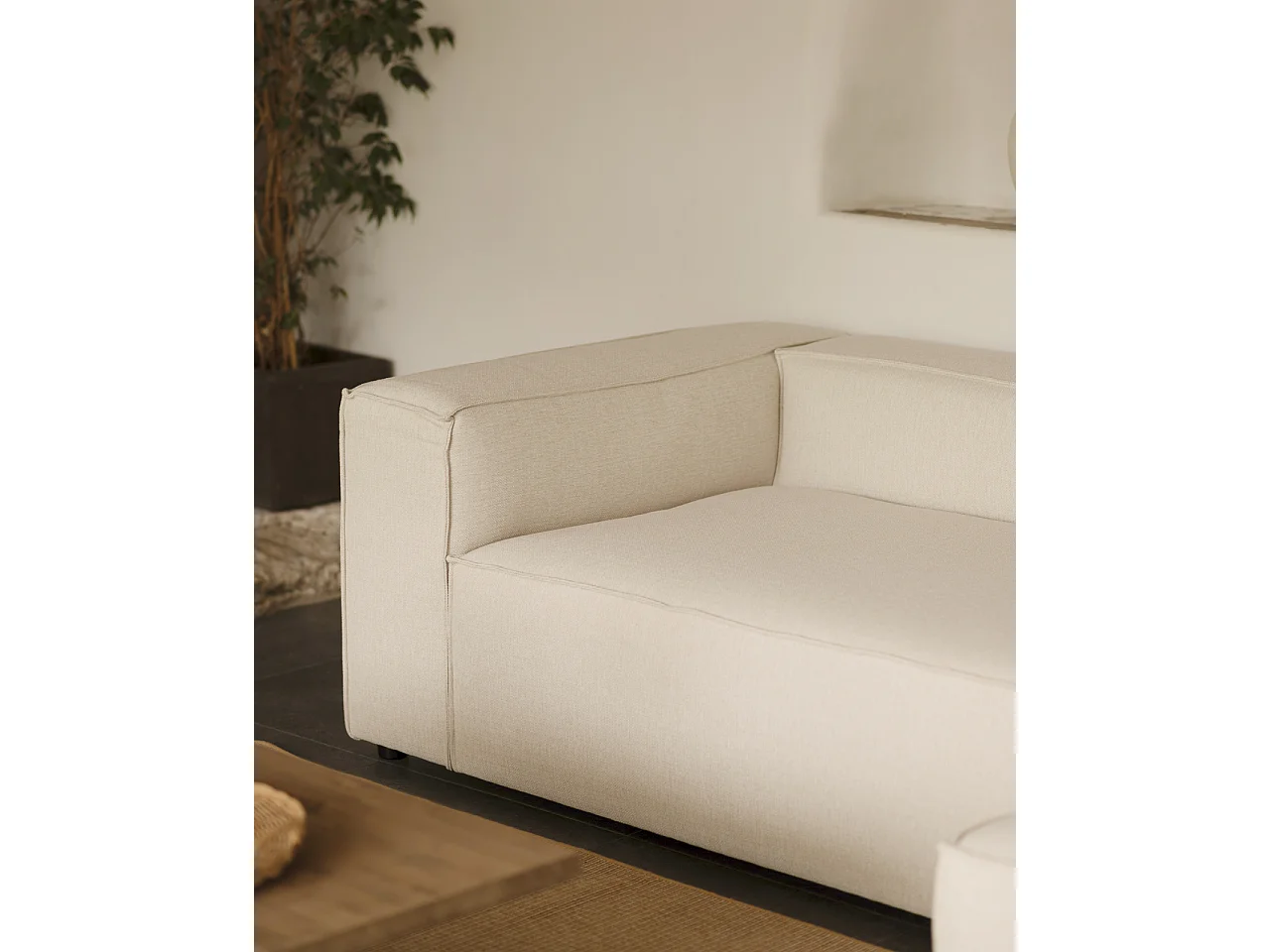 Sofá de 3/4 plazas color blanco roto de 210x110cm - LOLA - DECOWOOD