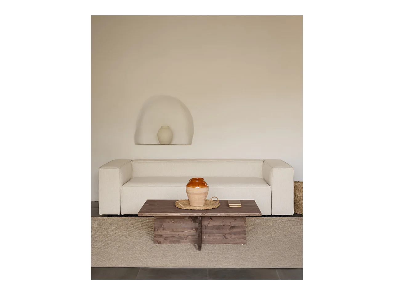 Canapé 3/4 places couleur blanc cassé 210x110cm