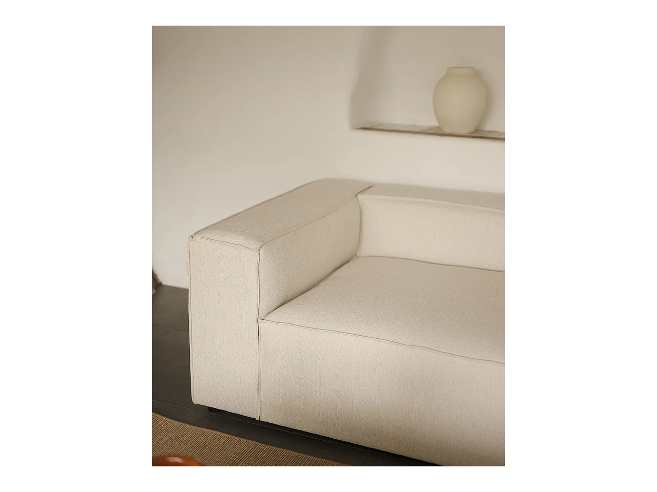 Canapé 3/4 places couleur blanc cassé 210x110cm