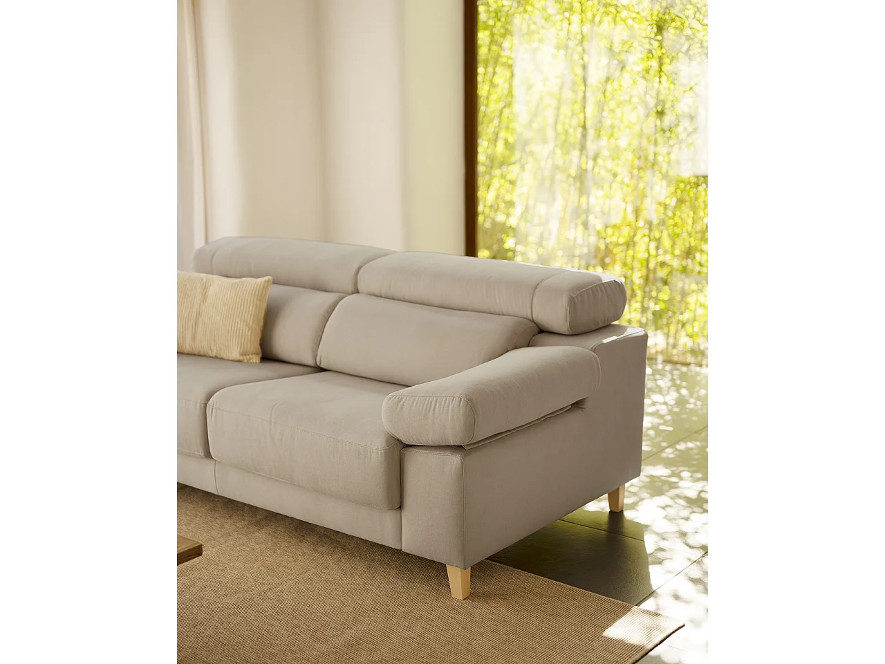 Sofá de 3/4 plazas color gris claro de 215x104cm - MONICA - DECOWOOD