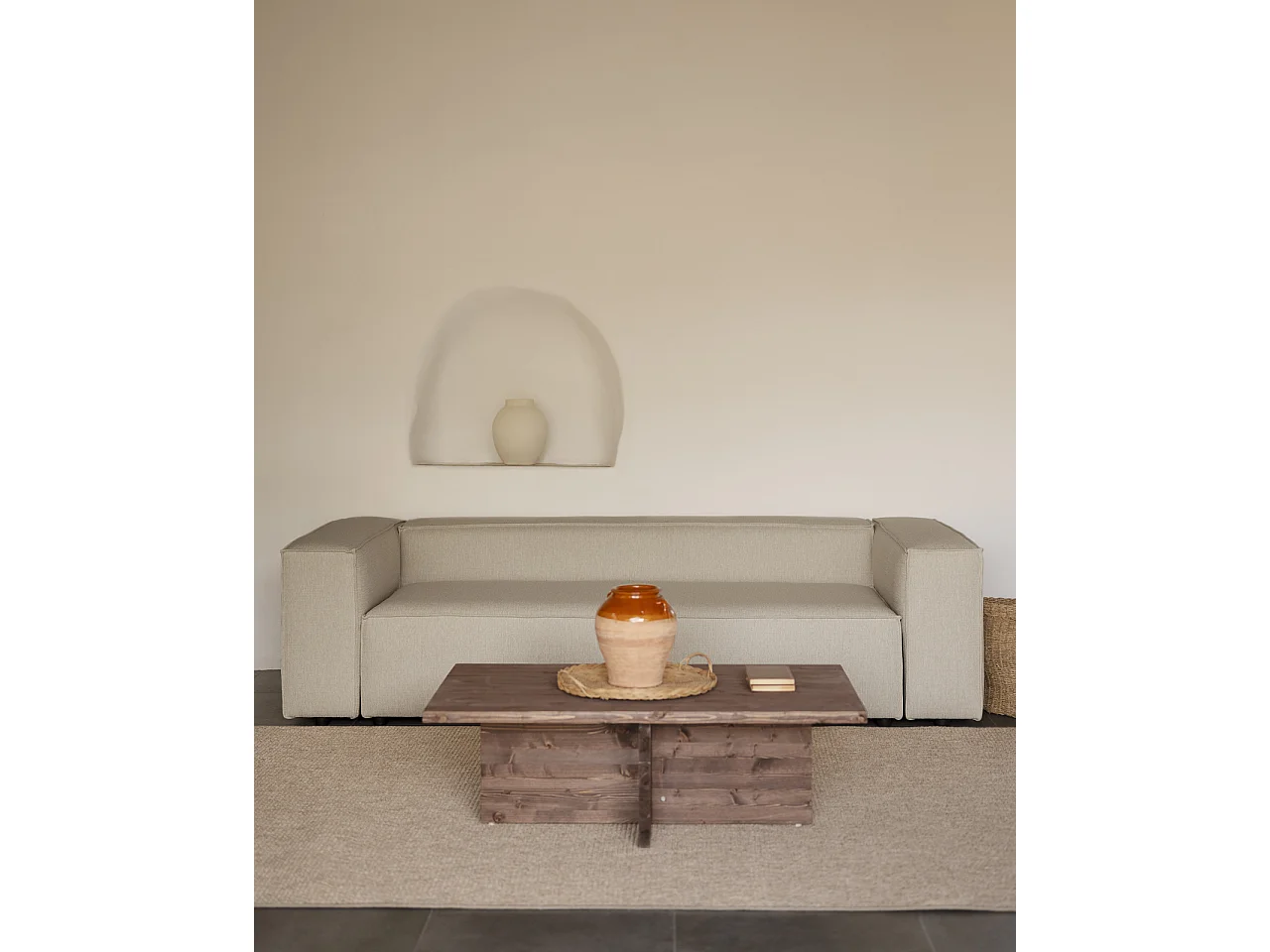 Divano 3/4 posti colore grigio chiaro 210x110cm