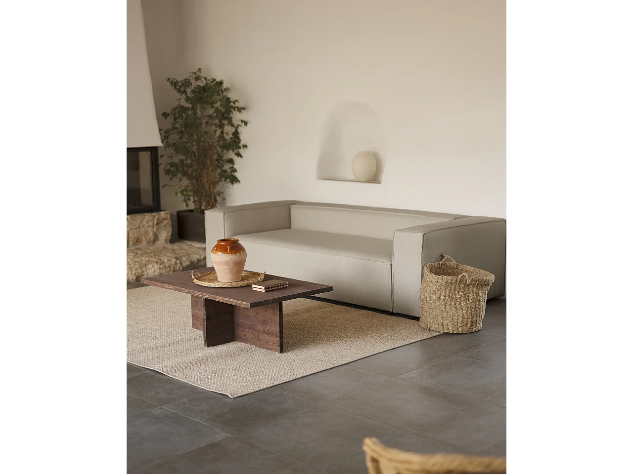 Divano 3/4 posti colore grigio chiaro 210x110cm