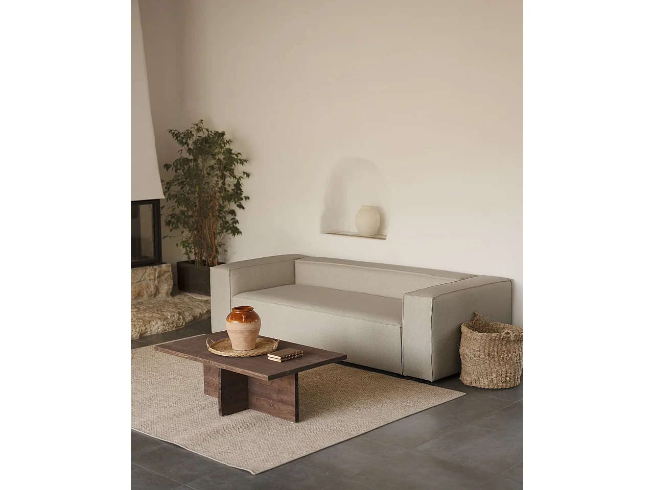 Divano 3/4 posti colore grigio chiaro 210x110cm