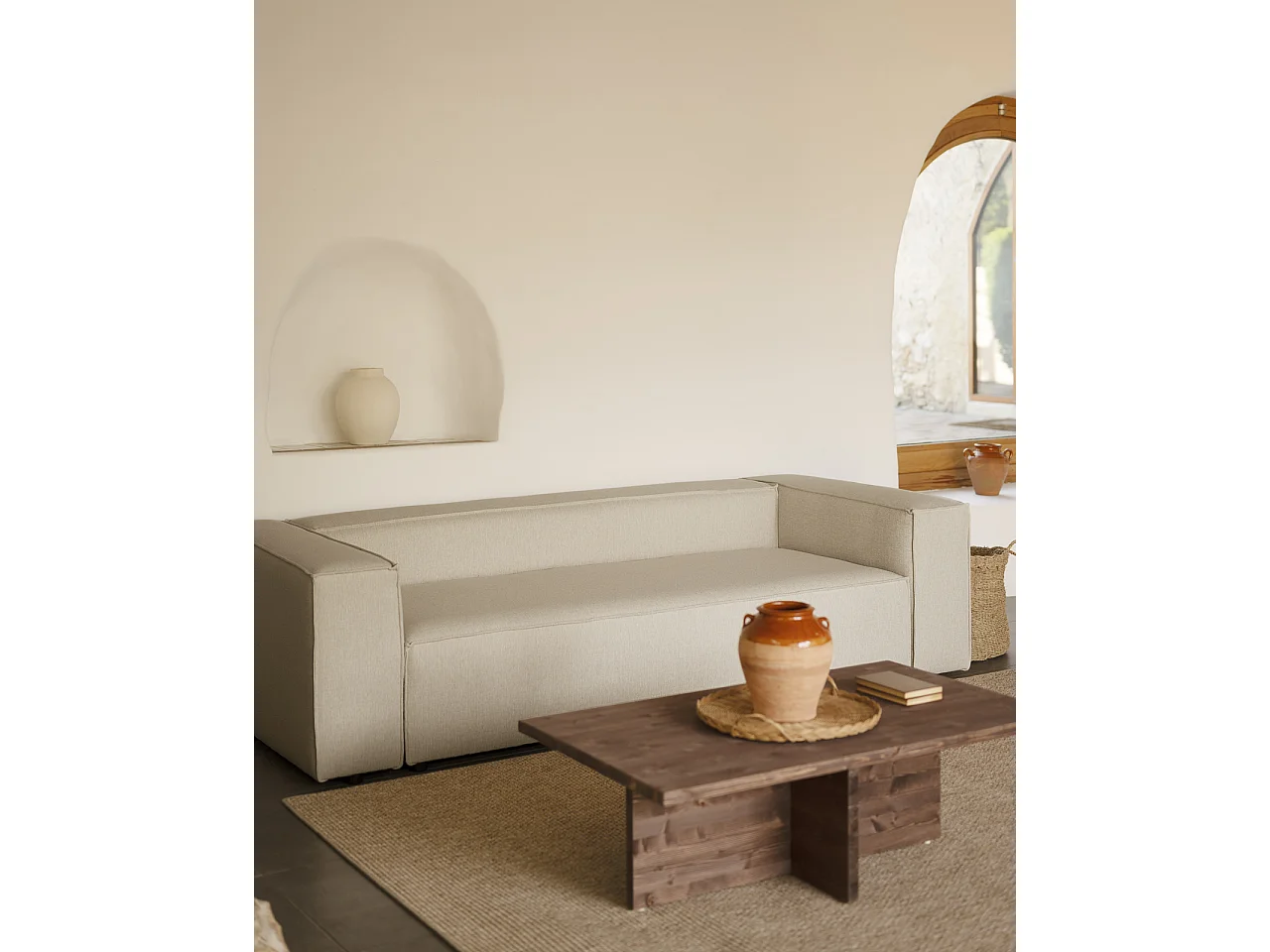 Divano 3/4 posti colore grigio chiaro 210x110cm