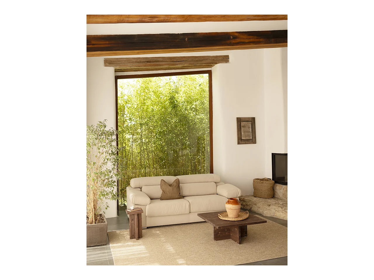 Canapé 3/4 places couleur beige 215cm