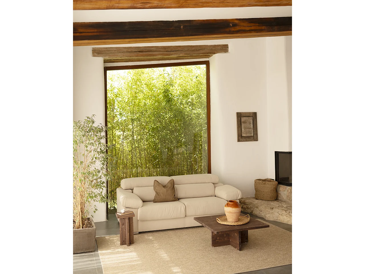 Divano 3/4 posti colore beige 215x104cm