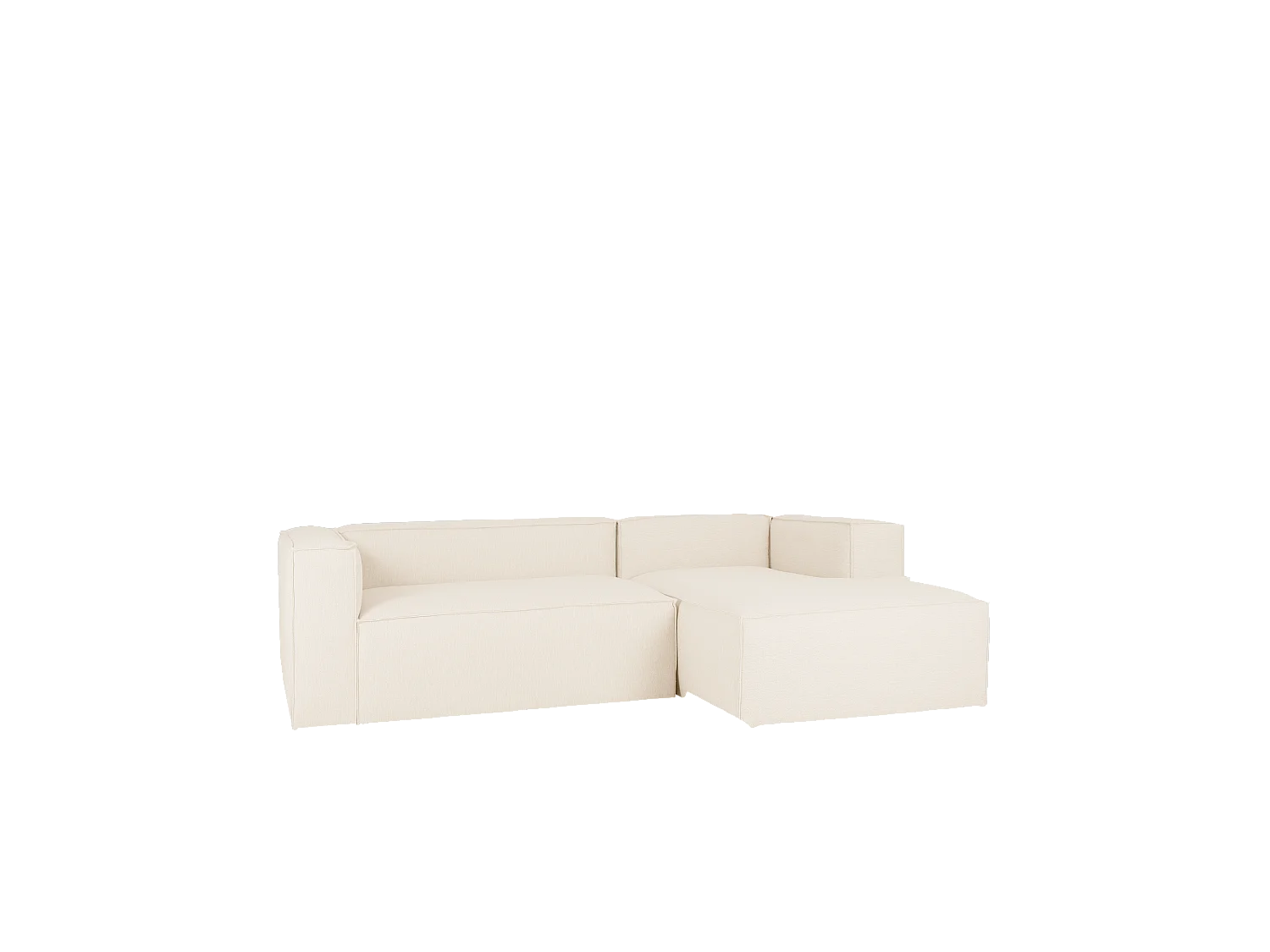 Sofá 4 plazas y chaise longue derecho color blanco roto 250x175cm - LOLA - DECOWOOD