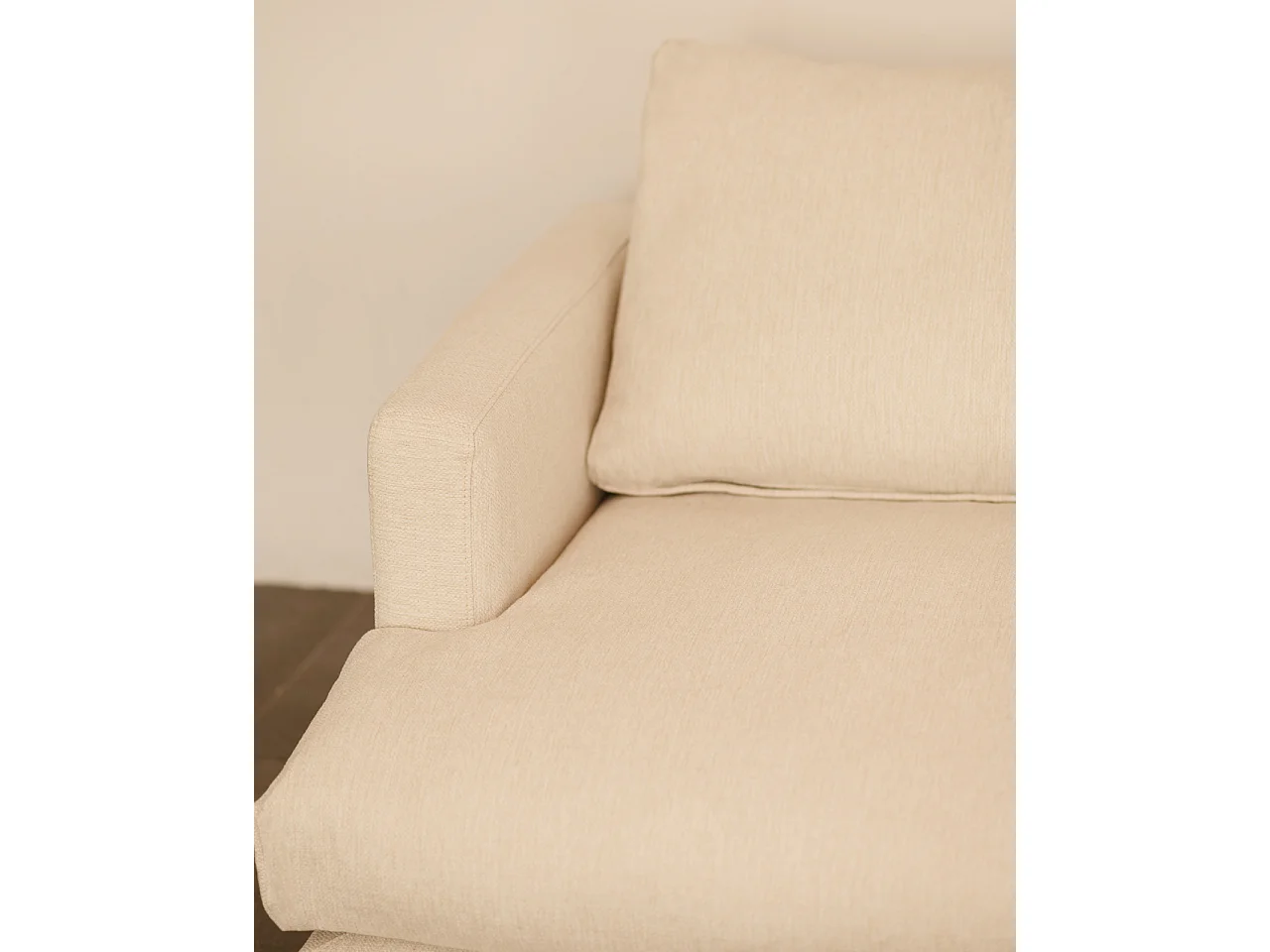 Canapé 4 places d'angle droit couleur blanc cassé de 325cm