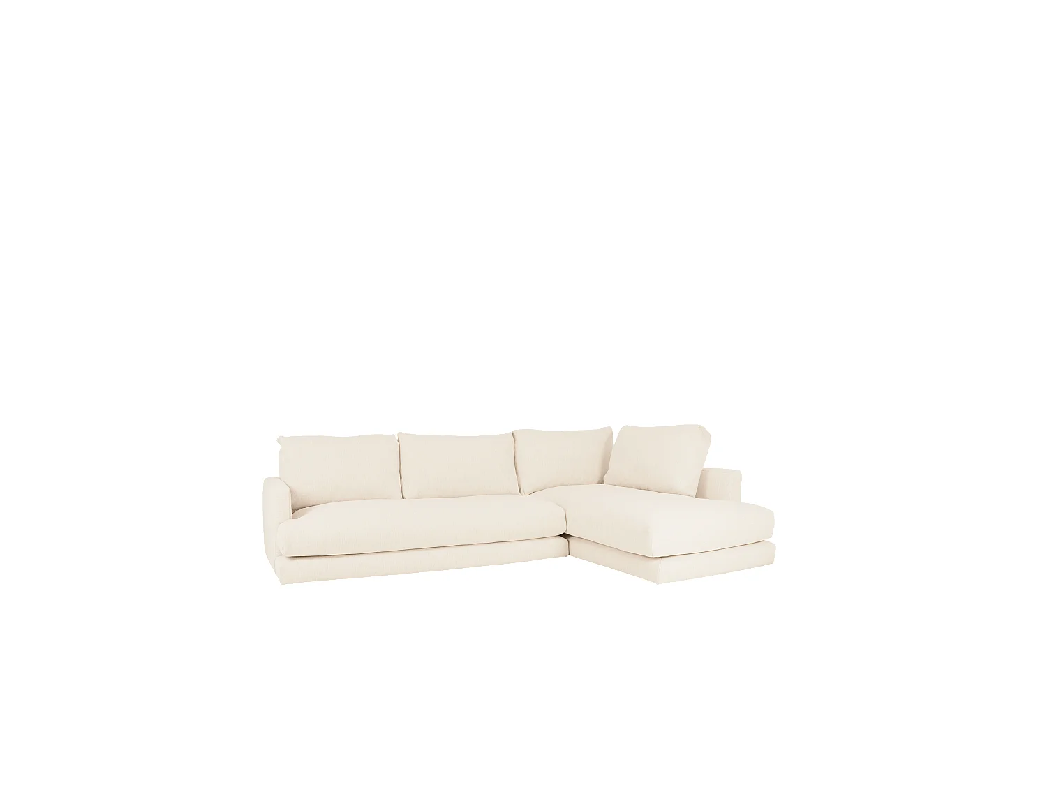 Sofá 4 plazas con chaise longue derecho tono blanco roto 325x212cm - LAIA - DECOWOOD