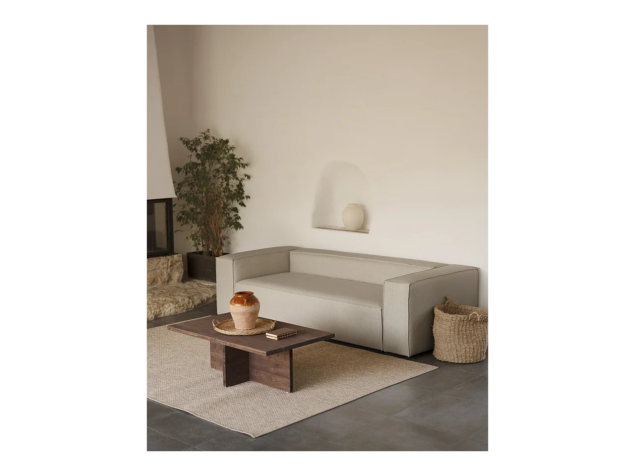 Canapé 4 places couleur gris clair 260x110cm